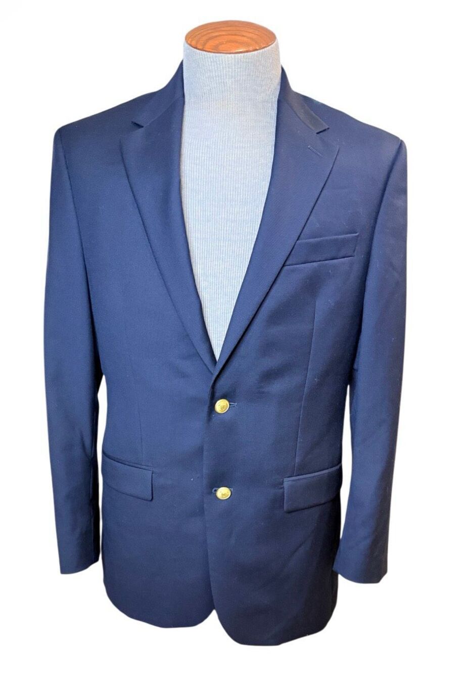 Lauren Ralph Lauren Mens Navy Blue Blazer Wool 38R Gold Buttons Preppy Classic